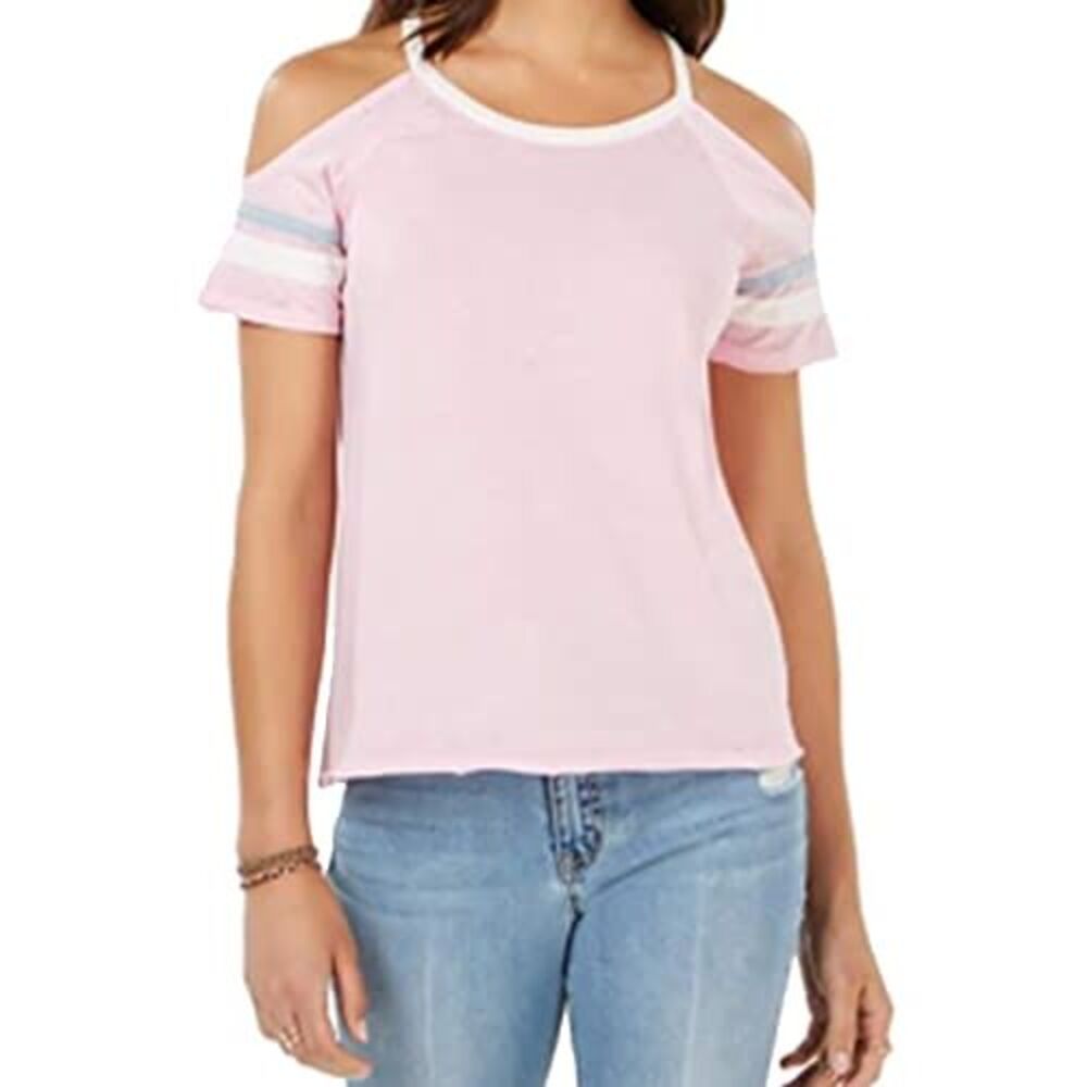 Hippie Rose Juniors Cold Shoulder Football T-Shirt
